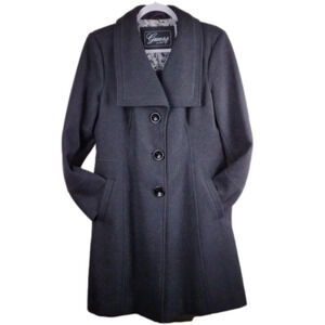 Guess Vintage Gray Wool Blend Shawl Collar Long Sleeve Mid Length Driving Coat